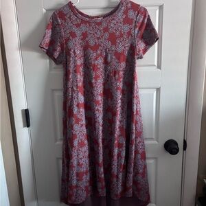 LuLaRoe Red and White High Low Dress